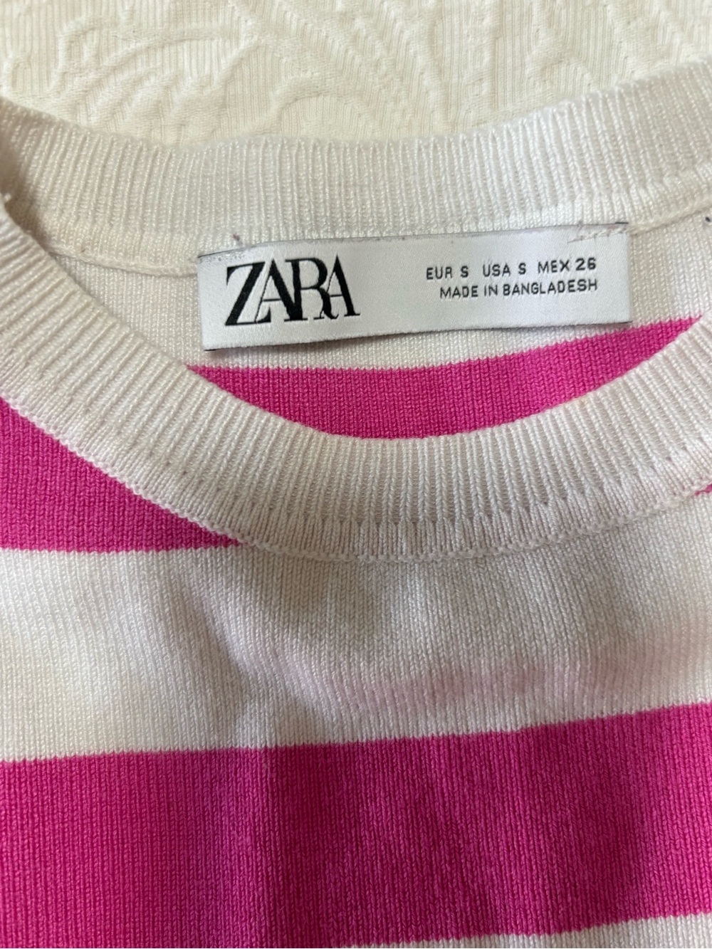 Zara Womens Pink White Striped Knit Sleeveless Cropped Sweater Vest Top Size S - Picture 2 of 4